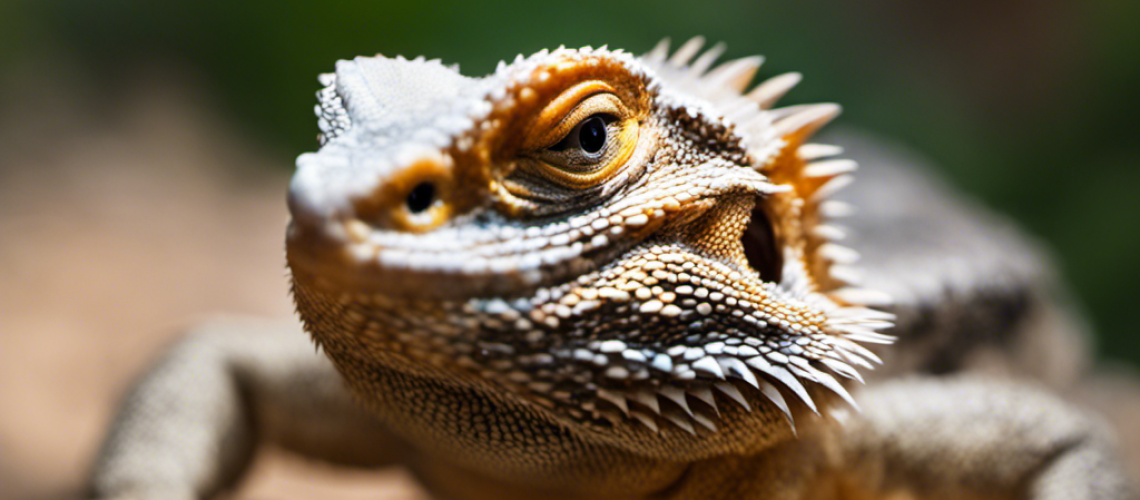 Body image of a Bearded Dragon, head tilted up and mouth open, regurgitating a clear liquid